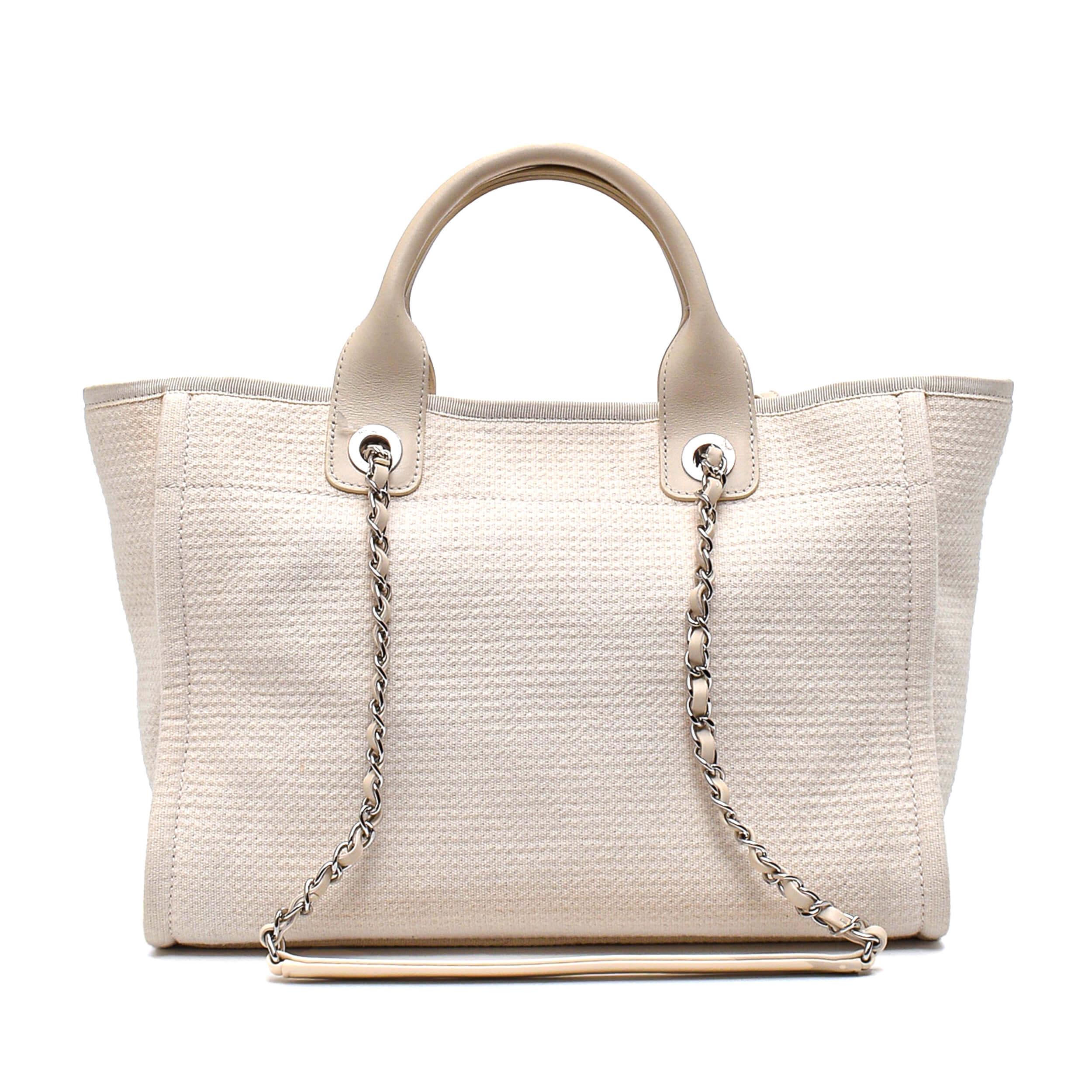 Chanel-Beige Silver Fabric Medium Deauville Bag